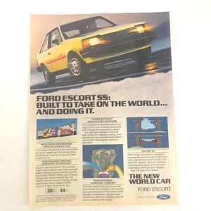 Vintage Ford Escort SS Print Ad 1981 World Car Hatchback Decor Garage Wall Art